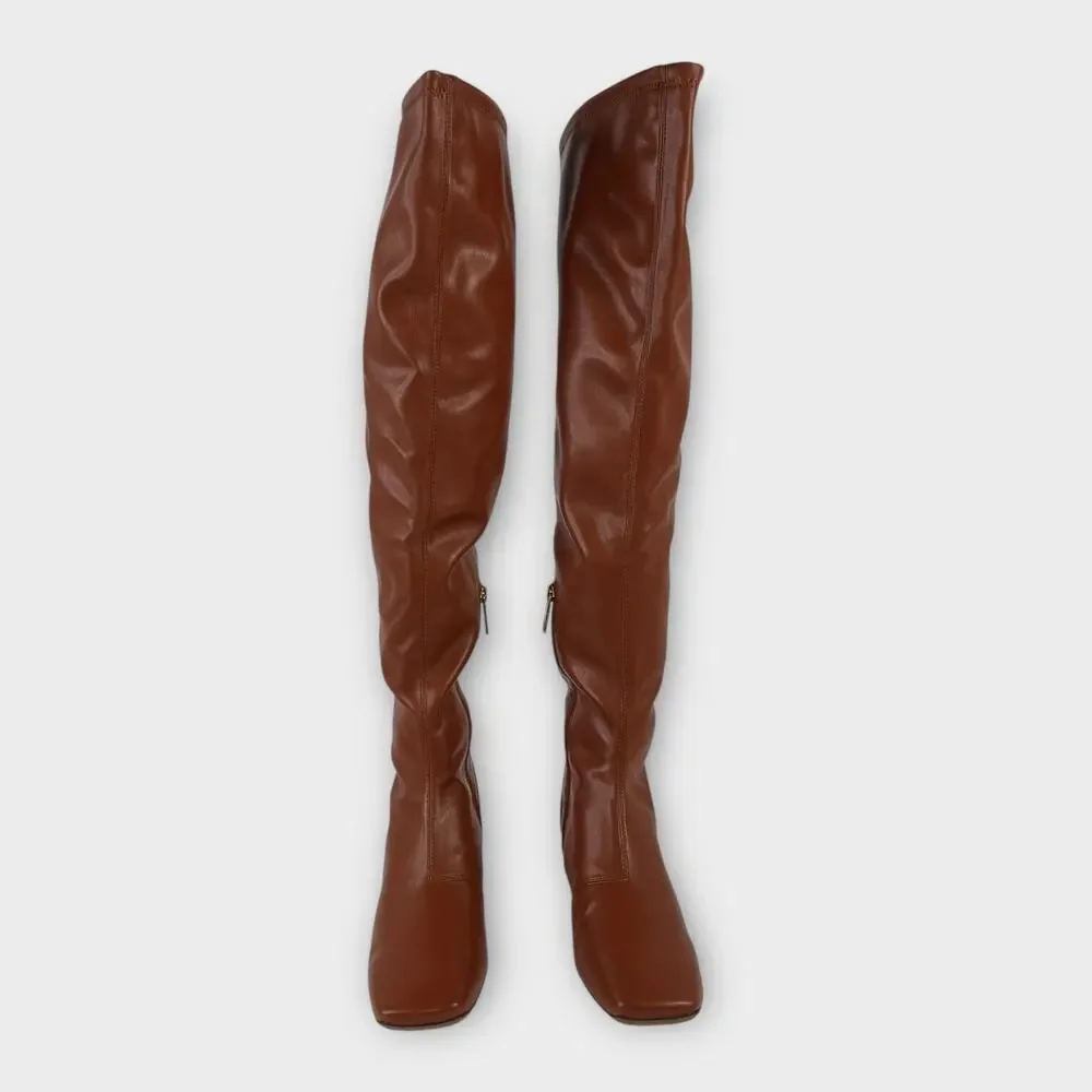 Franco Sarto Novara Faux Leather Over the Knee Boot in Brown Size 8.5 NEW